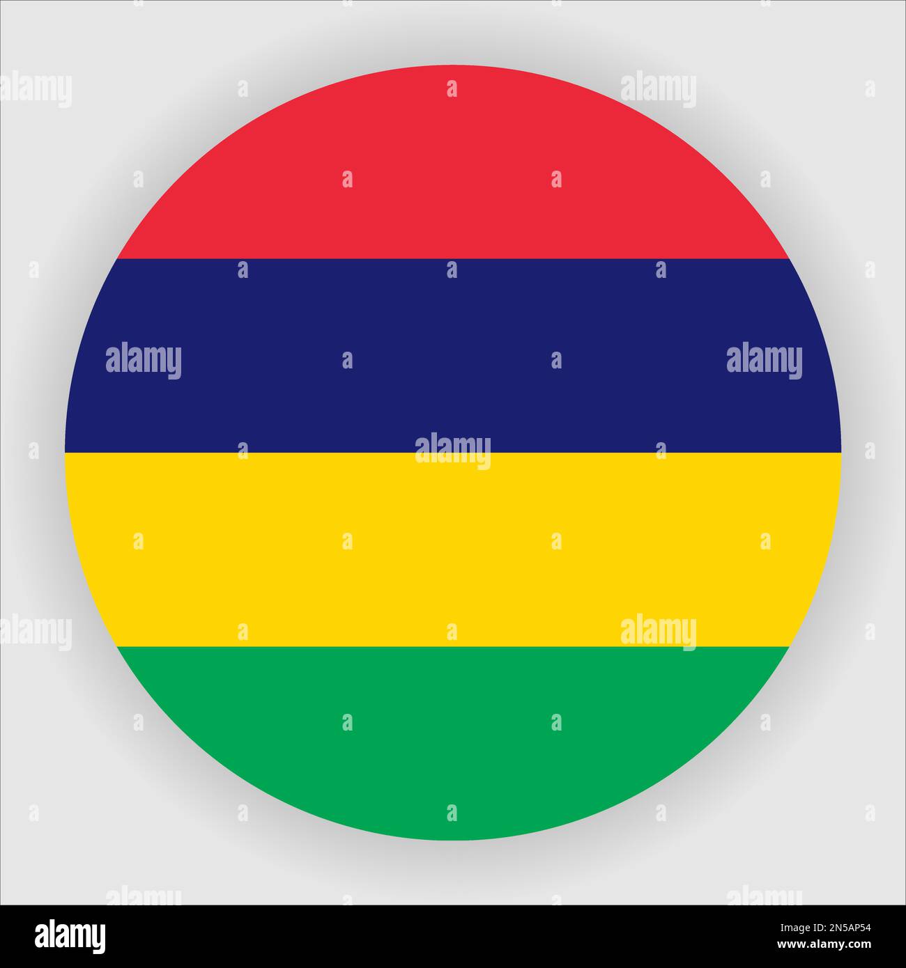 Mauritius Flat Rounded Flag Icon Button Vector Stock Vector