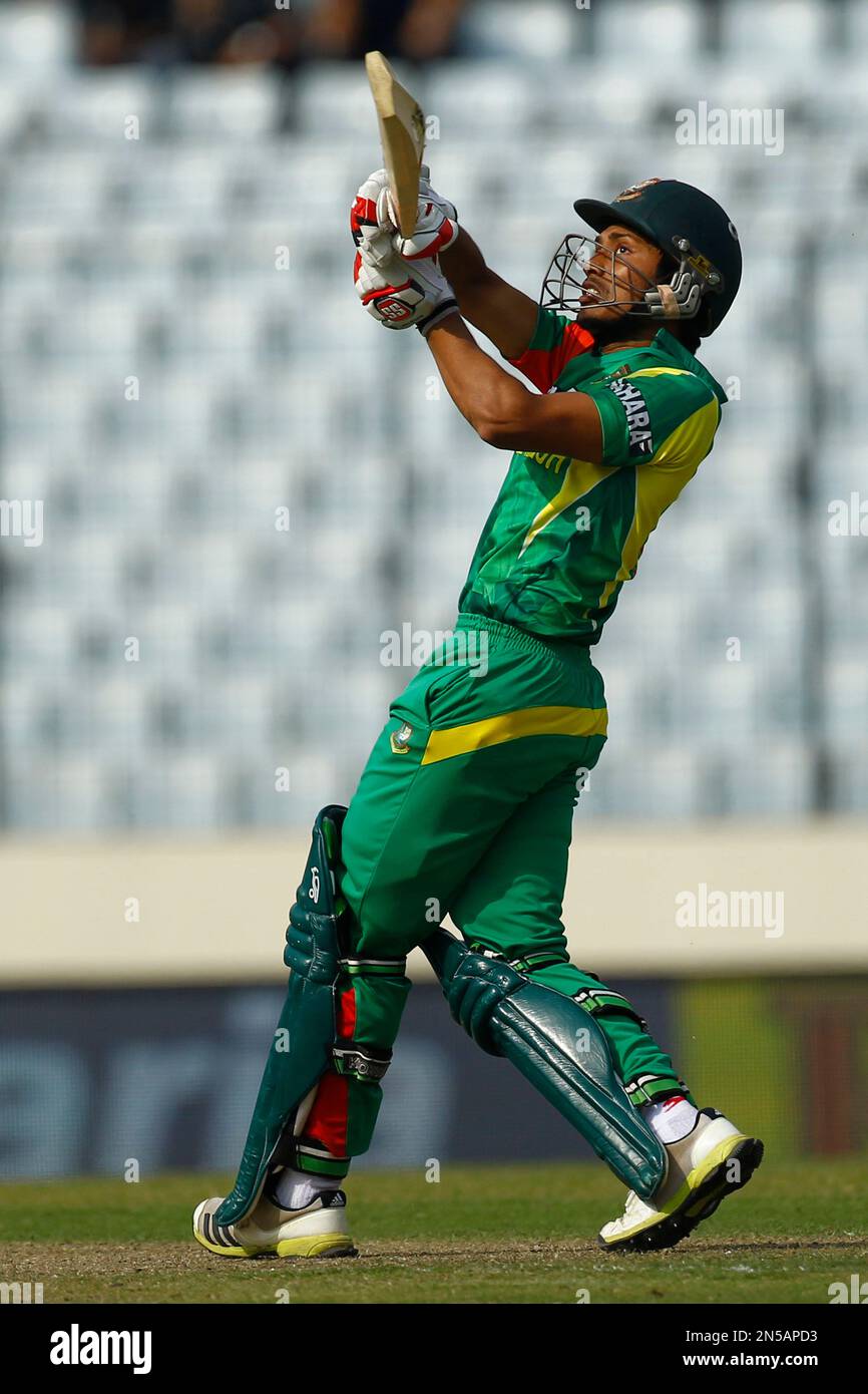Bangladeshi cricket player Anamul Haque bats during the Asia Cup one ...