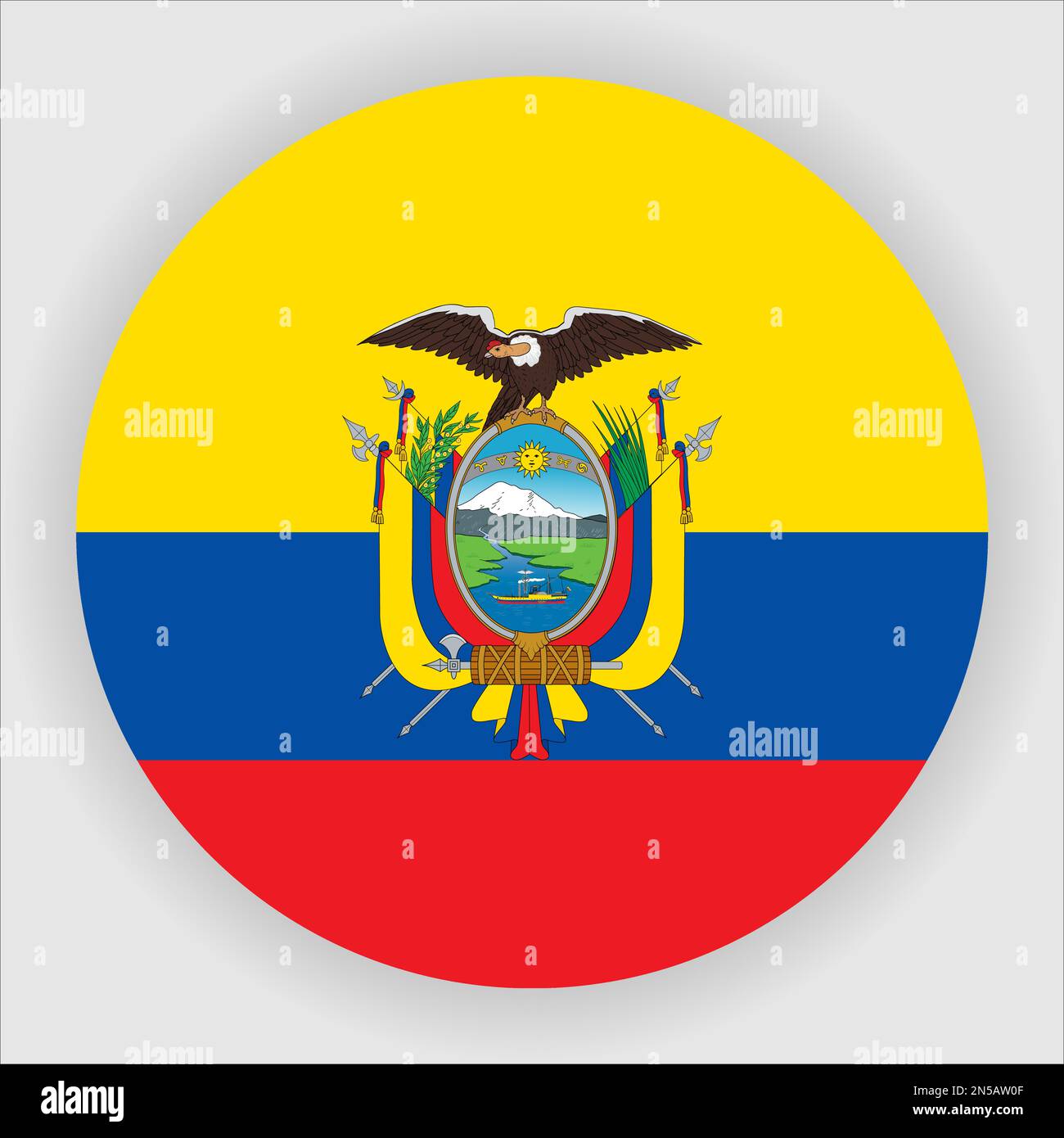 Ecuador Flat Rounded Flag Icon Button Vector Stock Vector