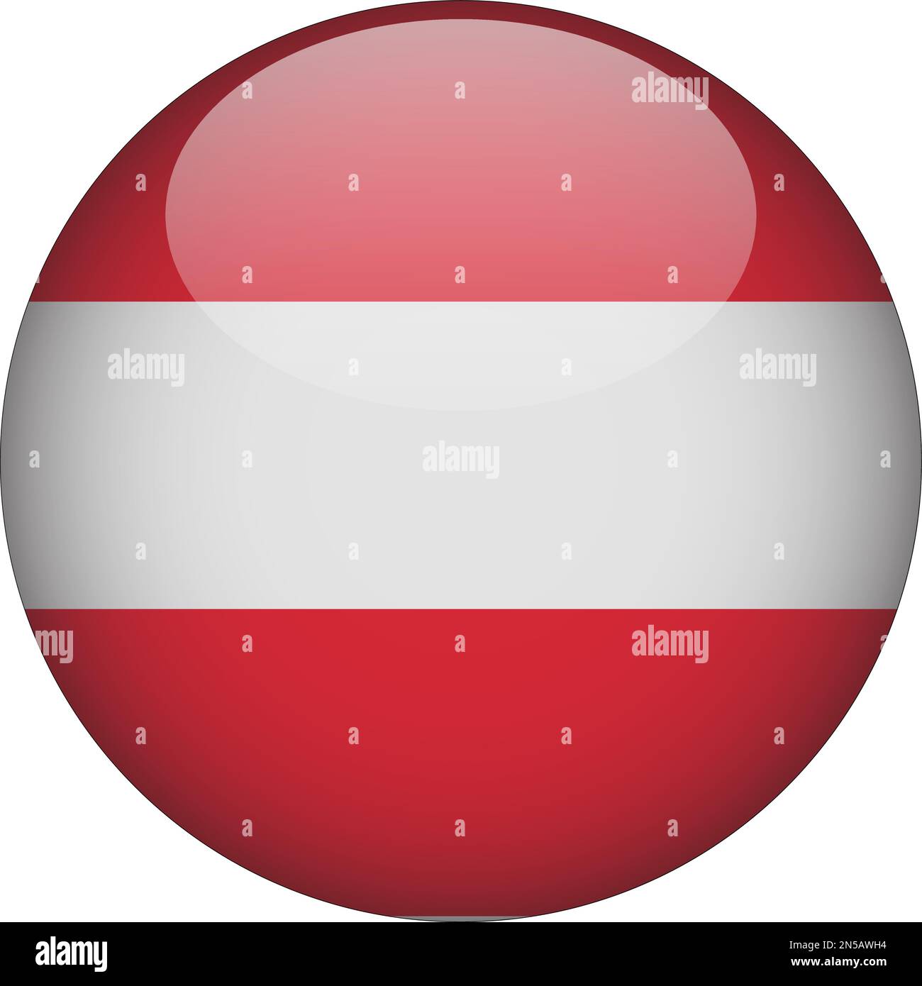 Austria 3D Rounded Flag Icon Button Vector Stock Vector