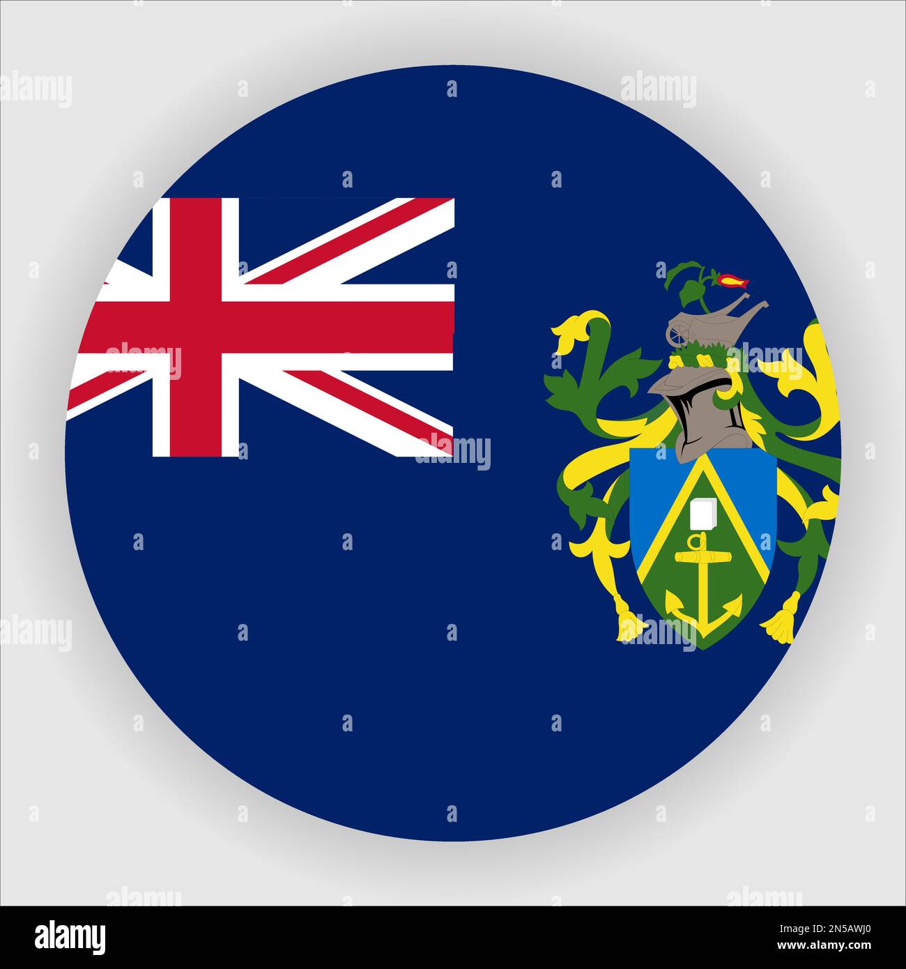 Pitcairn Islands Flat Rounded Flag Icon Button Vector Stock Vector