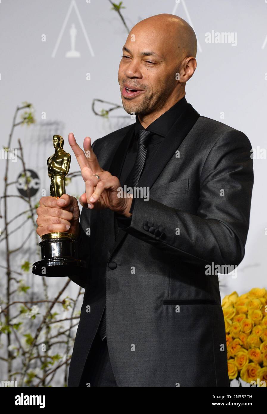 John Ridley John Ridley poses in the press room with the award for best adapted ...