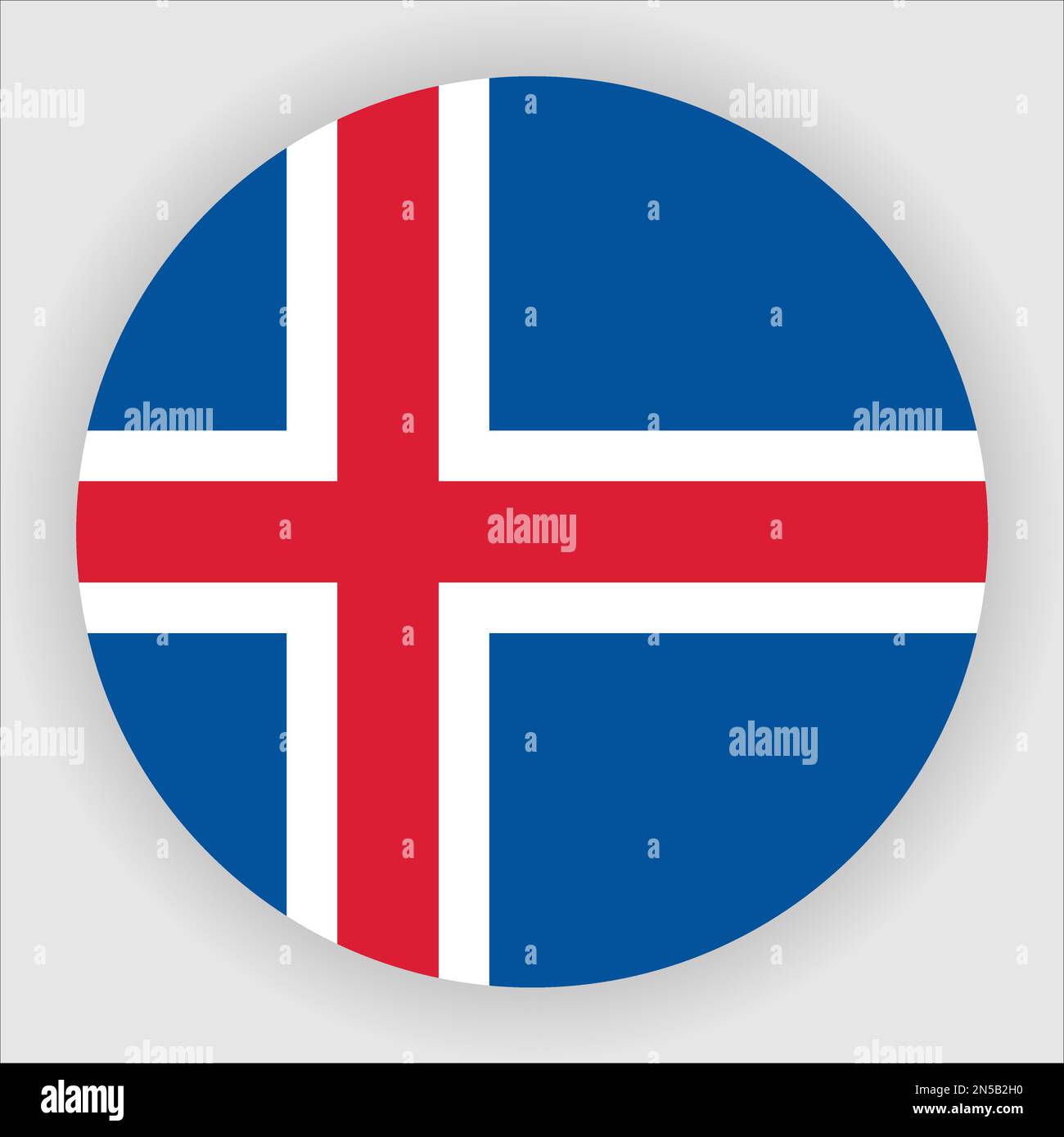 Iceland Flat Rounded Flag Icon Button Vector Stock Vector