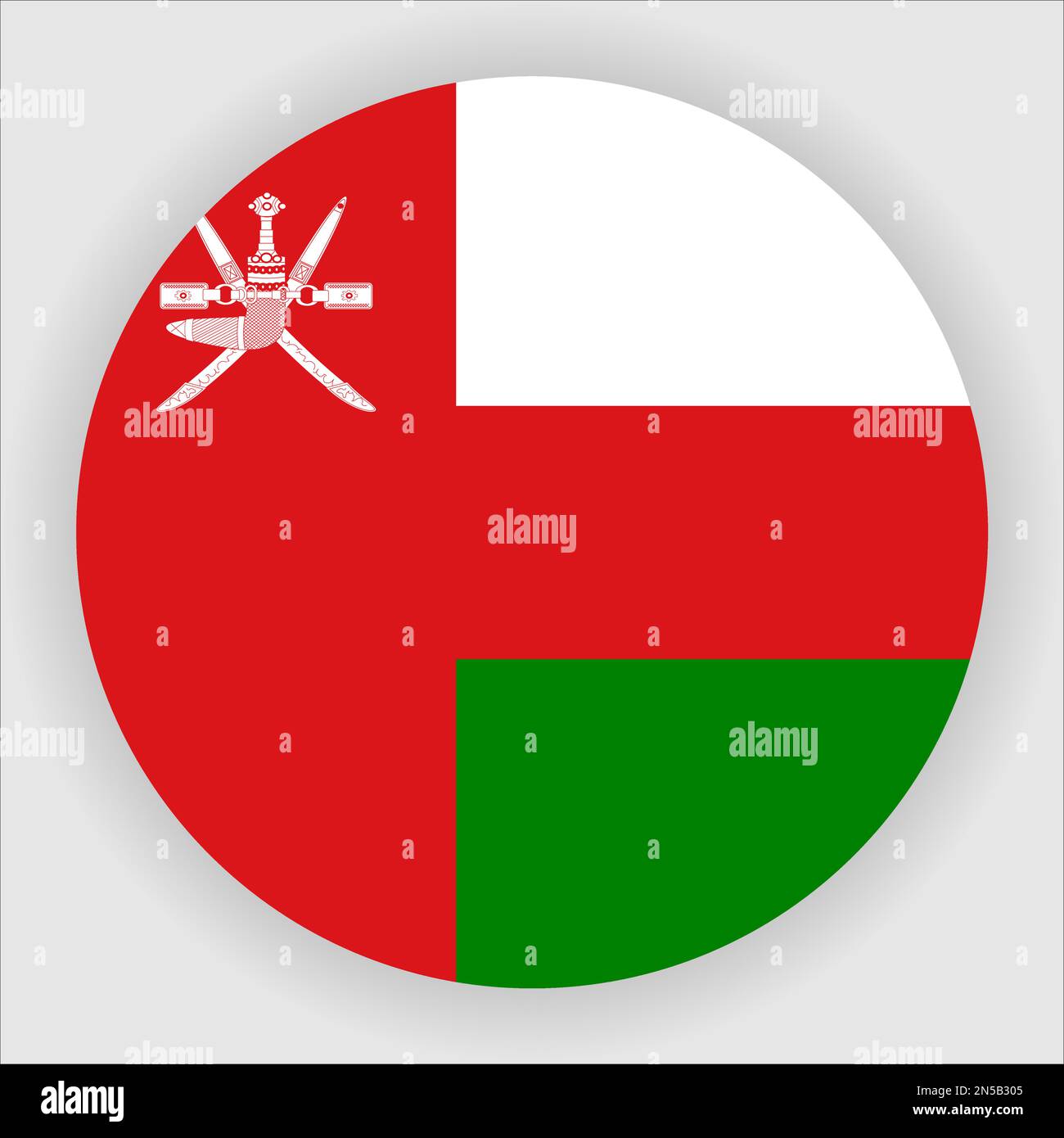 Oman Flat Rounded Flag Icon Button Vector Stock Vector