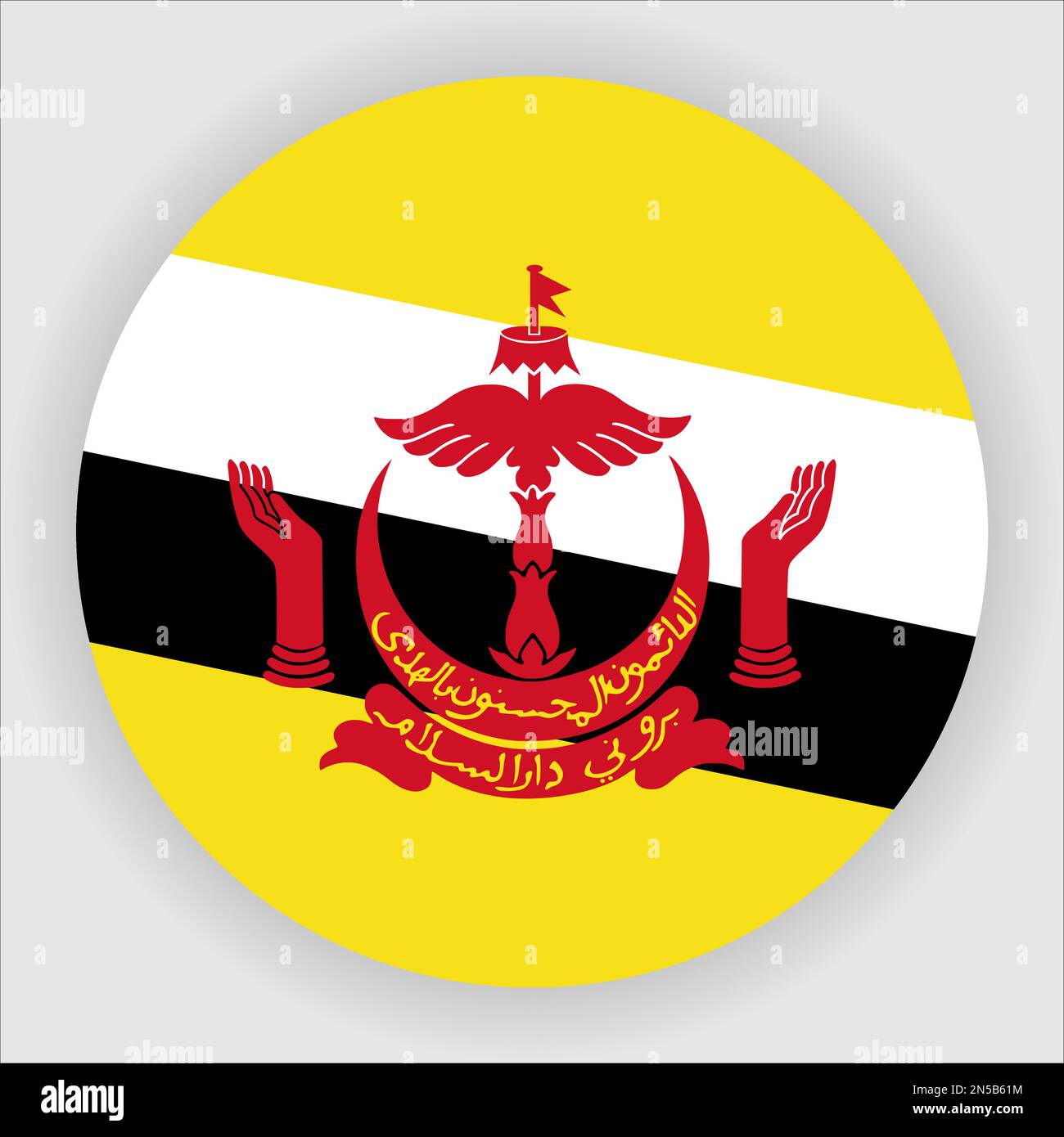 Brunei Flat Rounded Flag Icon Button Vector Stock Vector