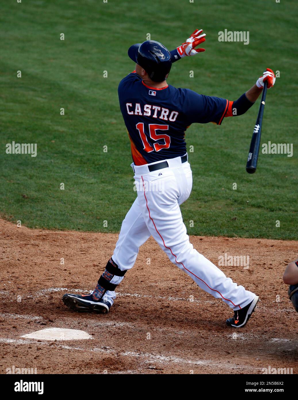 Houston Astros catcher Jason Castro (15) bats in a spring exhibition