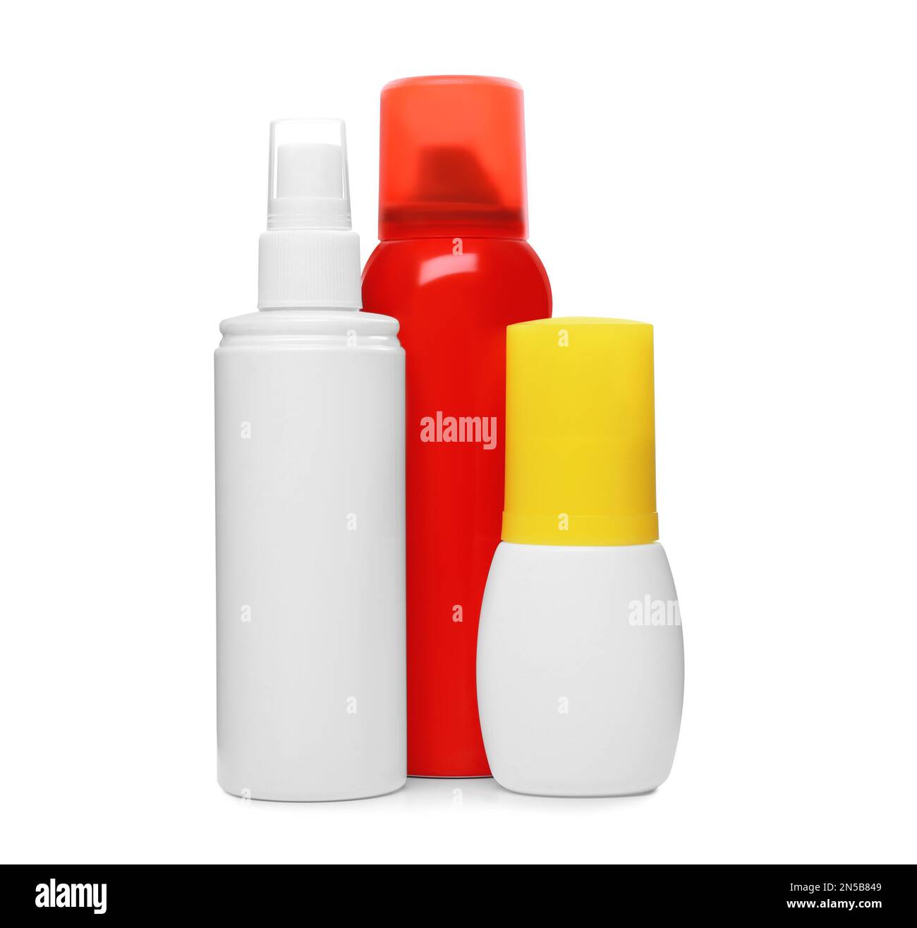 Set of different insect repellents on white background Stock Photo Alamy