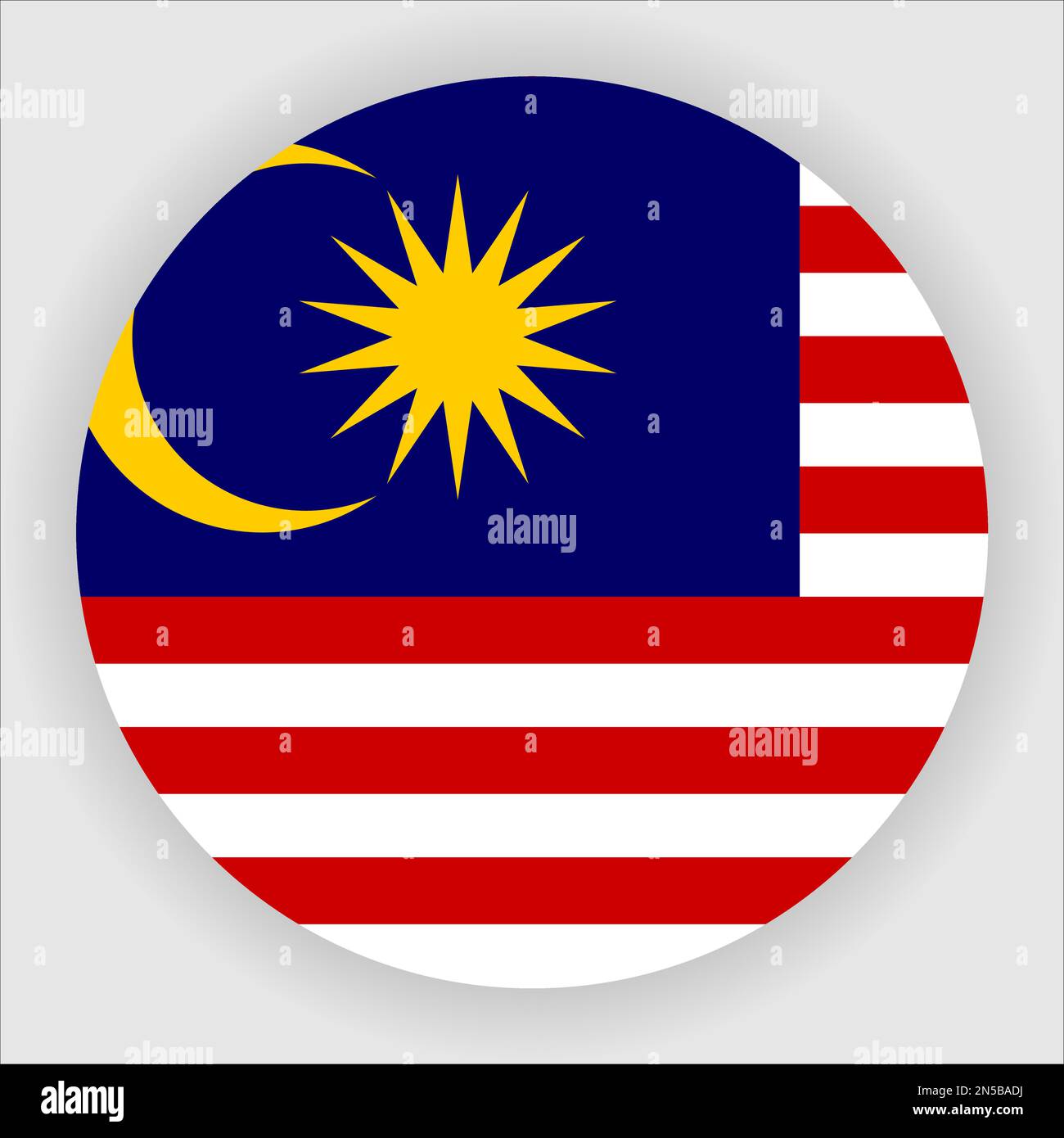Malaysia Flat Rounded Flag Icon Button Vector Stock Vector