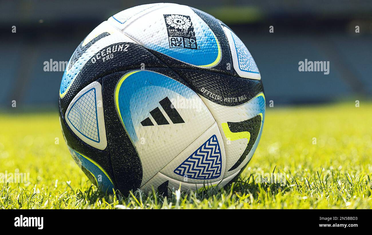 OCEAUNZ, the Official Match Ball of the FIFA Women’s World Cup Australia and New Zealand 2023 on pitch in stadium   EDITORIAL ONLY! Stock Photo