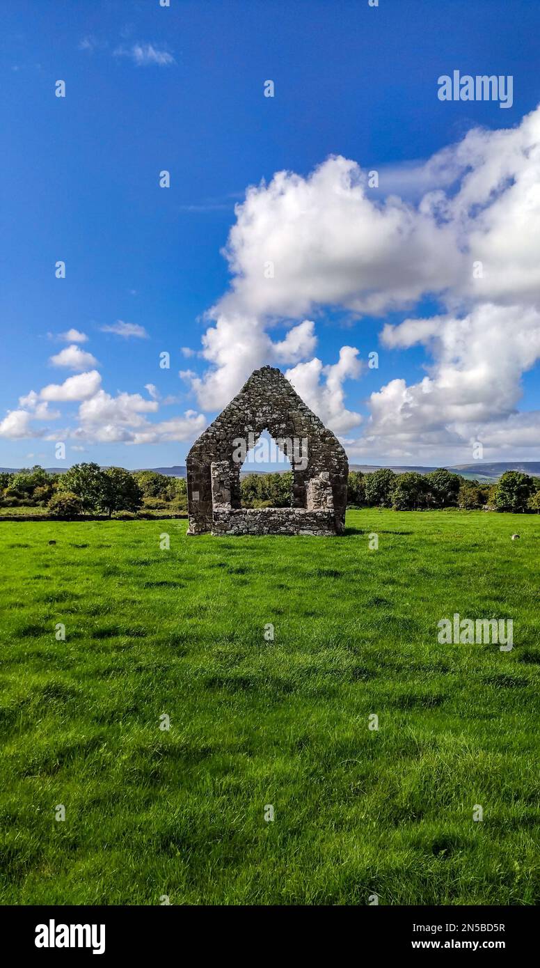 IRELAND-SEPTEMBER,2022:Kilmacduagh Monastic site, Gort, Co. Galway, Ireland. Stock Photo