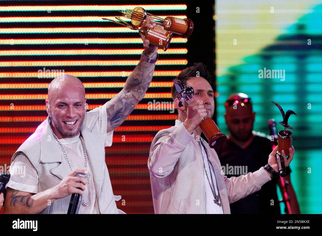 Puerto Rican reggaeton duo Alexis & Fido, from left, Raul “Alexis