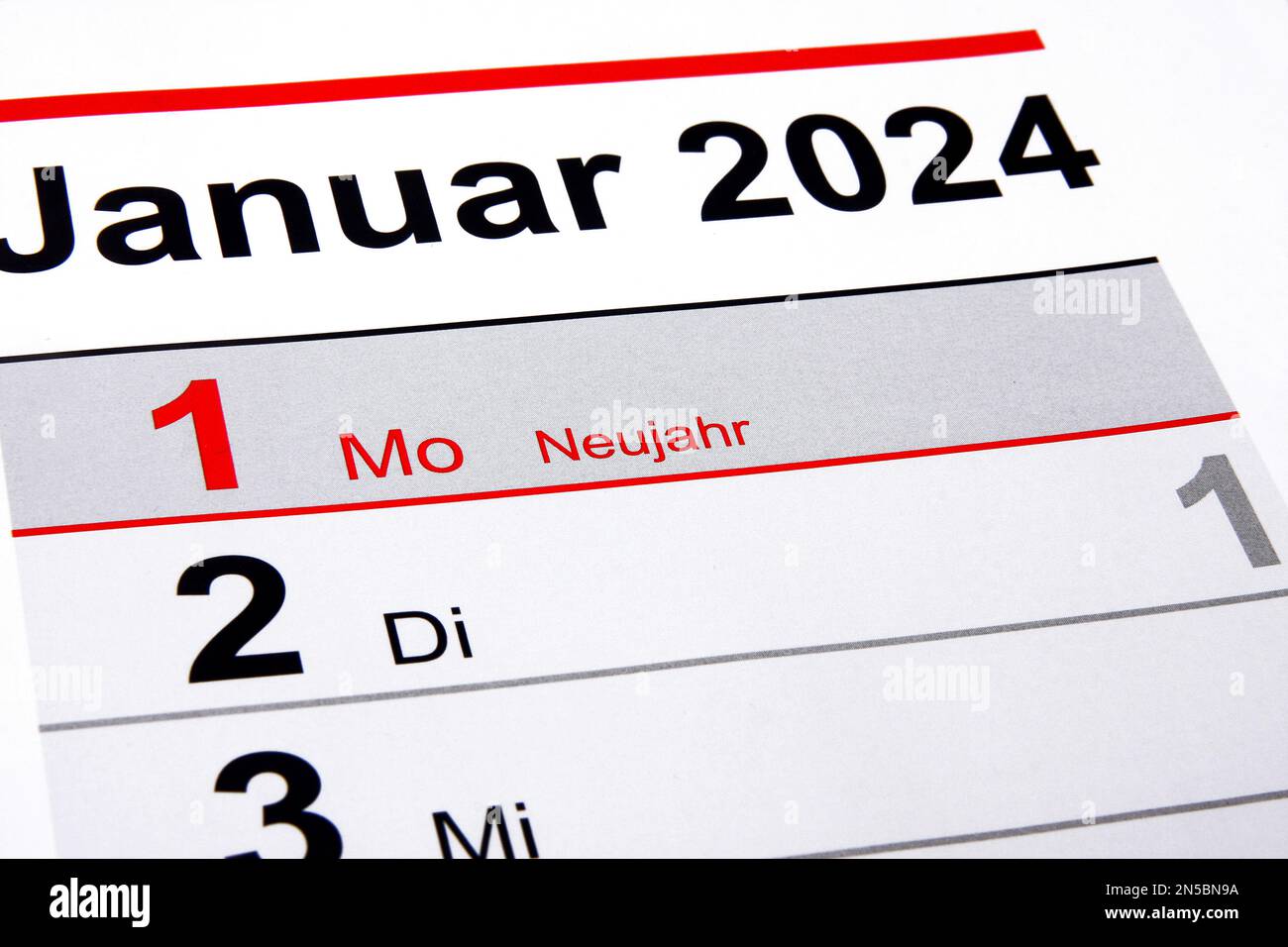 year calendar 2024 in German, New Year's Day Stock Photo Alamy