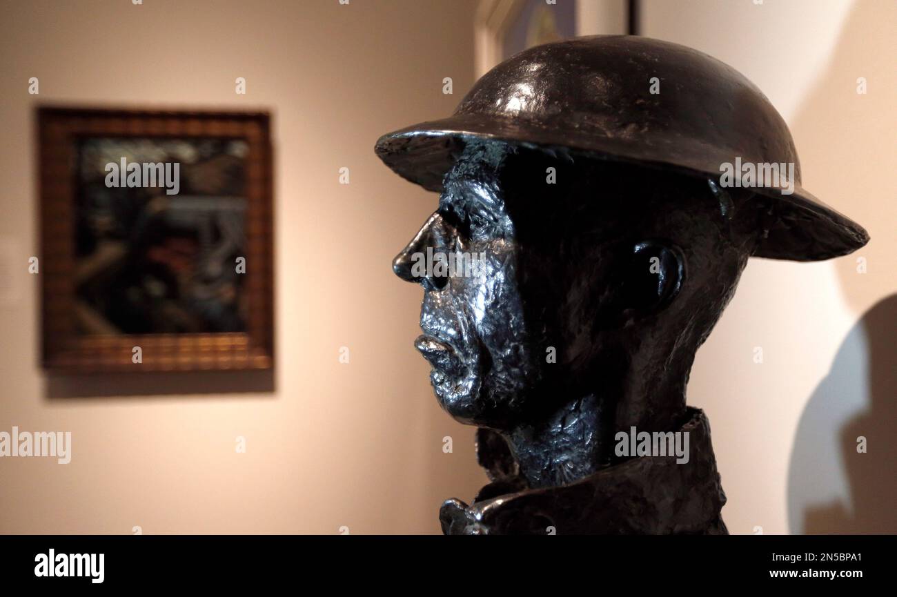 A view of an exhibition entitled 'The Great War in Portraits' at the ...
