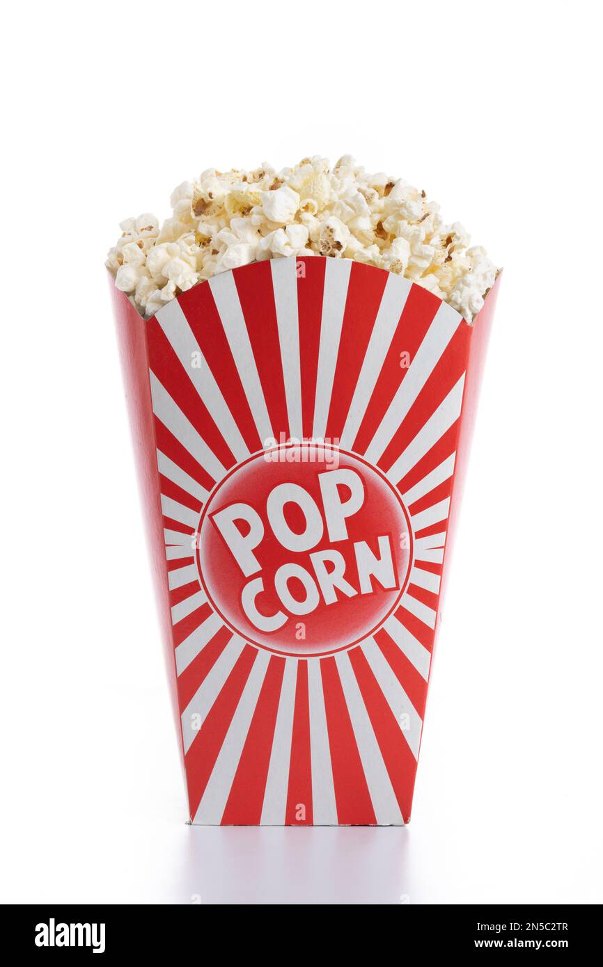 Salted popcorn isolated on white background Stock Photo