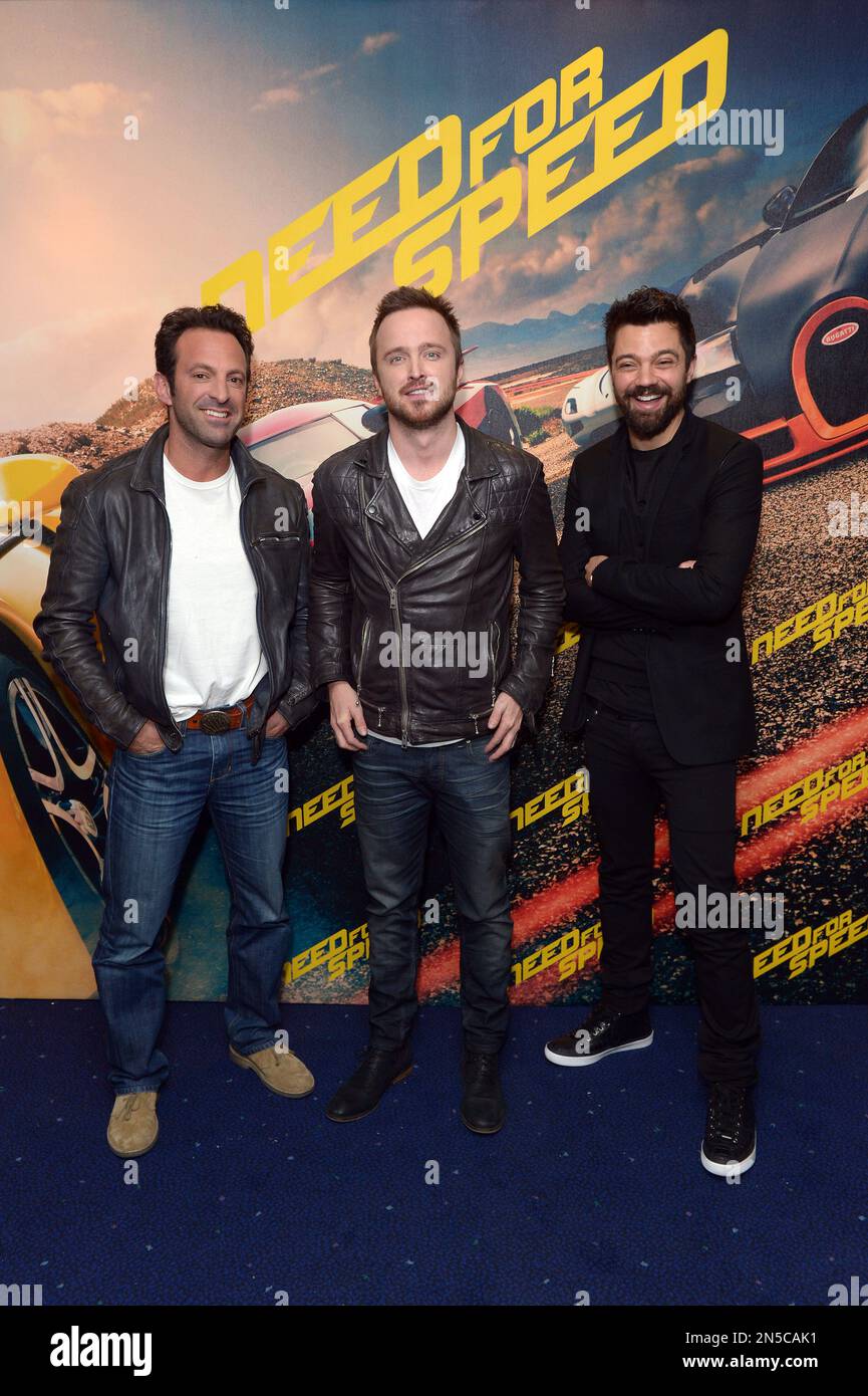 L-R) Ramon Rodriguez, Scott Mescudi, Imogen Poots, Aaron Paul,  director/executive producer Scott Waugh and actor Rami Malek attend the  premiere of the motion picture crime thriller Need for Speed at TCL  Chinese