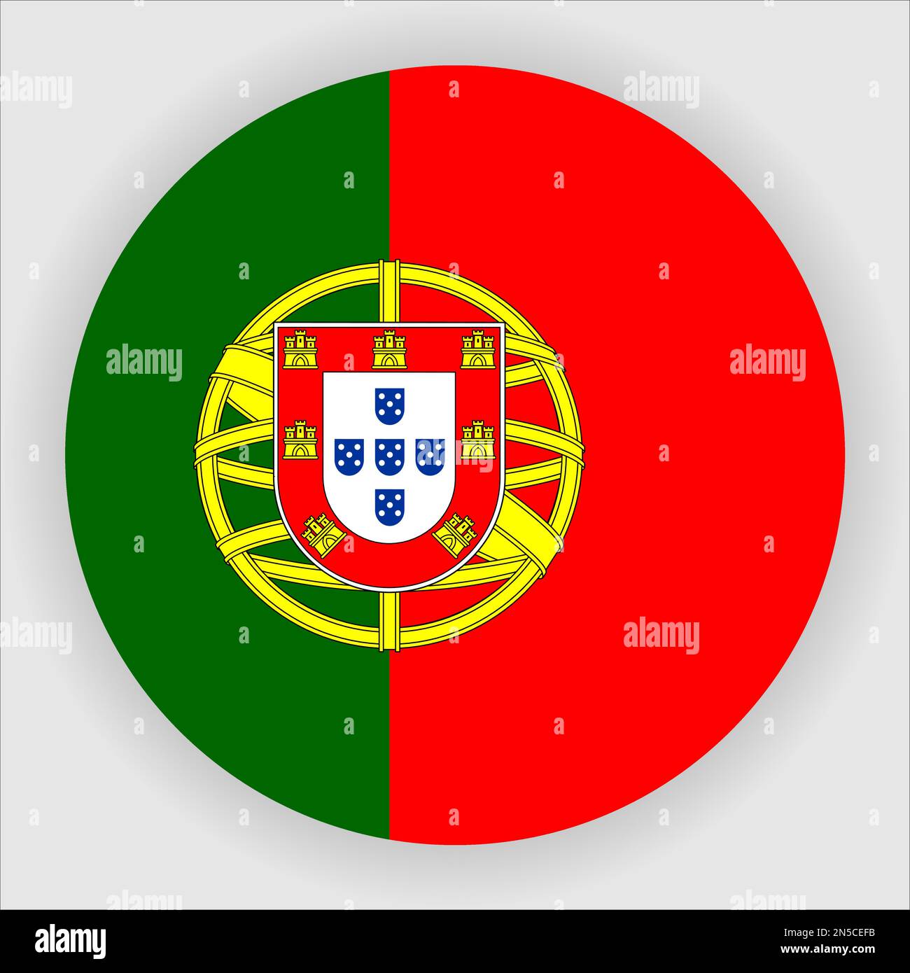 Portugal Flat Rounded Flag Icon Button Vector Stock Vector