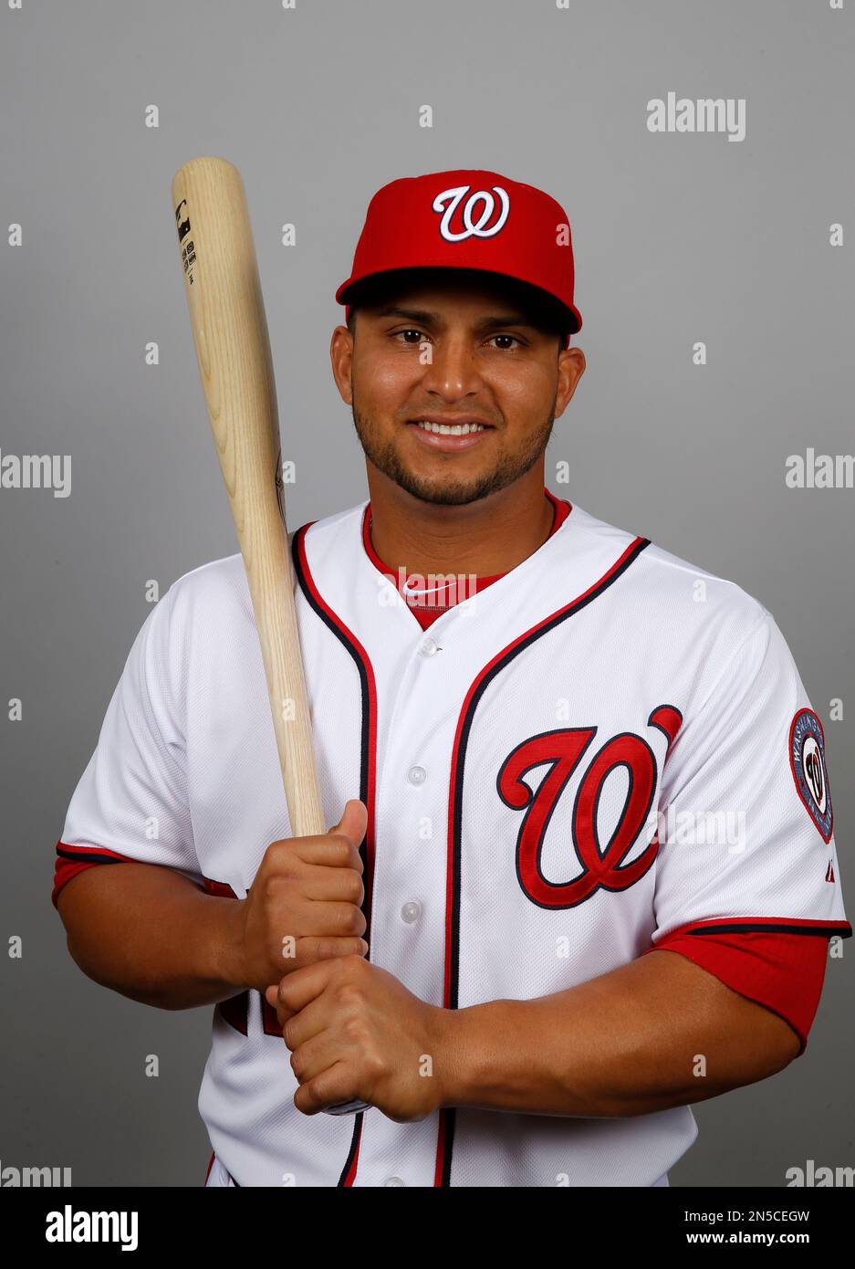 This is a 2014 photo of Jhonatan Solano of the Washington Nationals  baseball team. This image reflects the Nationals active roster as of,  Sunday, Feb. 23, 2014, when this image was taken. (