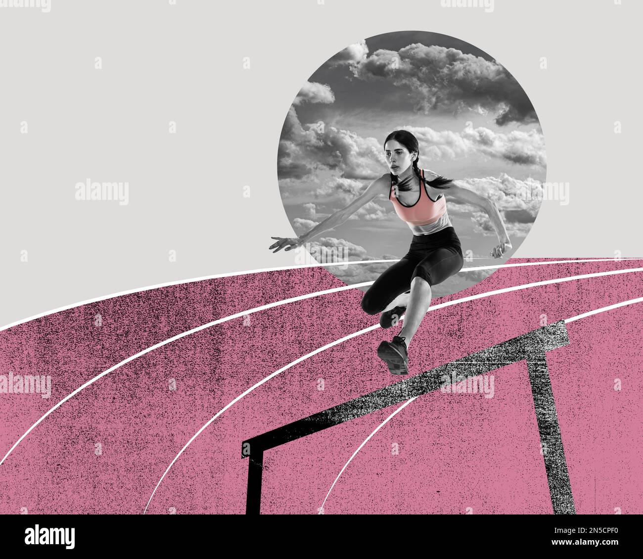 Modern creative design. Contemporary art. Developing speed and strength