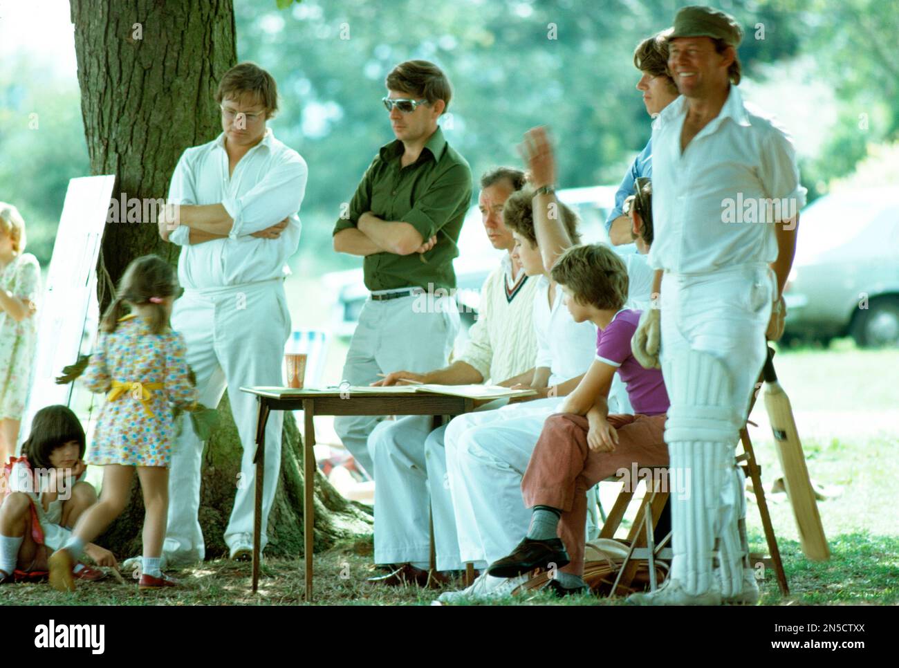 Local village cricket match in Wiltshire, 1978 Stock Photo Alamy