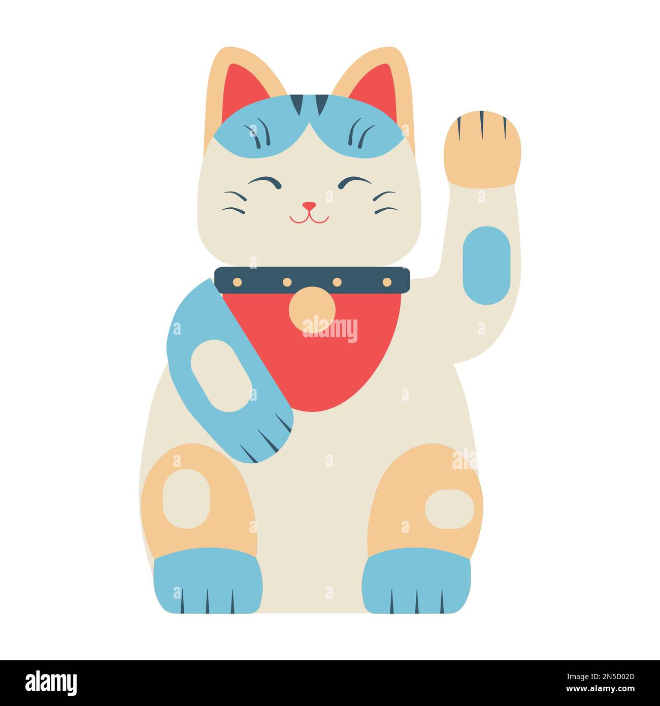 Japan Maneki Neko Fortune Cat Illustration Stock Vector