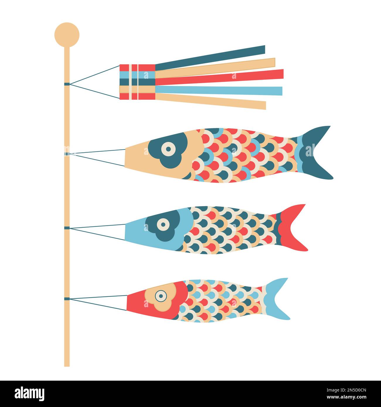 Koi Fish Carp Streamer Flag Japan Illustration Stock Vector