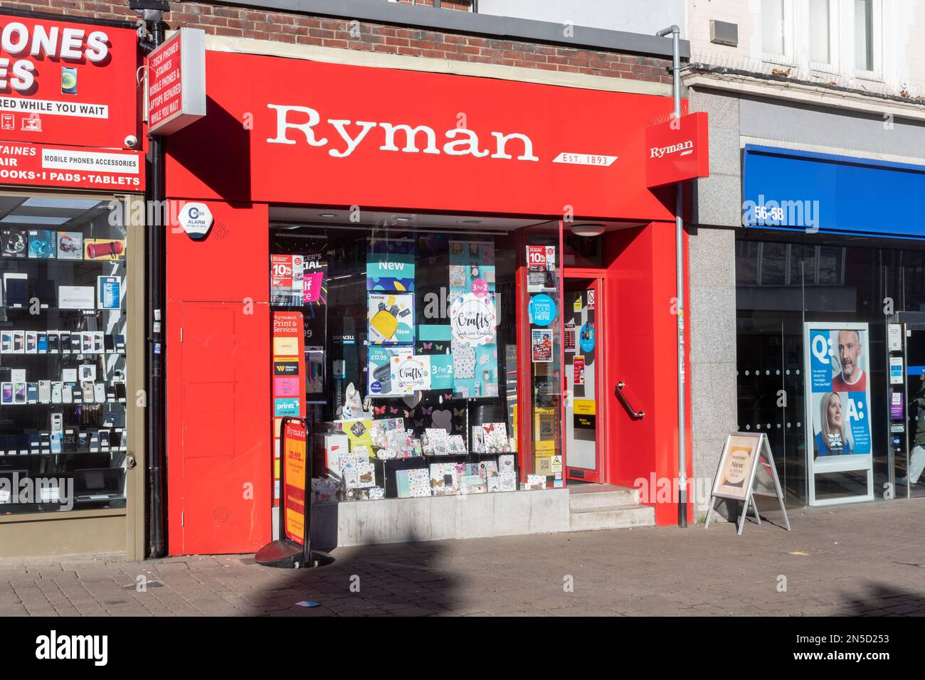Ryman stationery shop front on the High Street in Staines-upon-Thames town centre, Surrey, England, UK Stock Photo