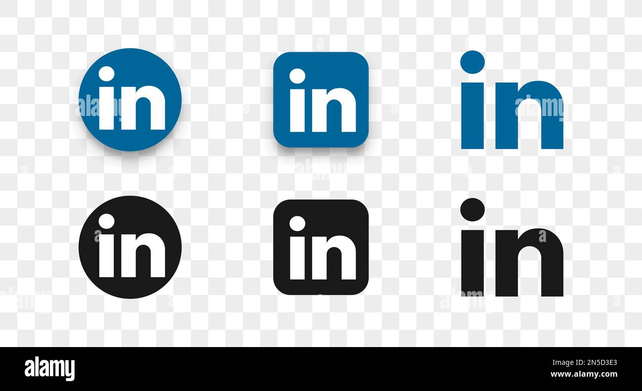 Linkedin logo icons collection in different style. Social network icons