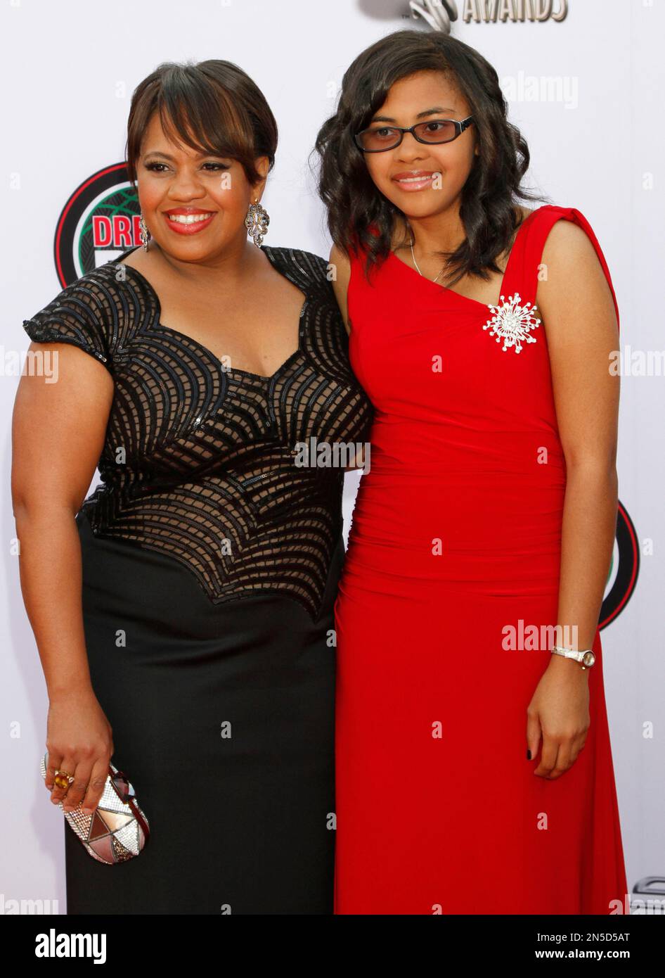 Chandra Wilson arrives with her daughter Joy Wilson at the 45th NAACP