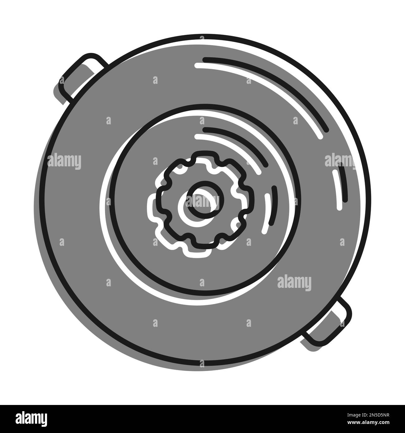 Linear filled with gray color icon, Combat Anti Tank Mine. Weapons For Combating Equipment And The Enemy. Simple black and white vector Isolated On wh Stock Vector