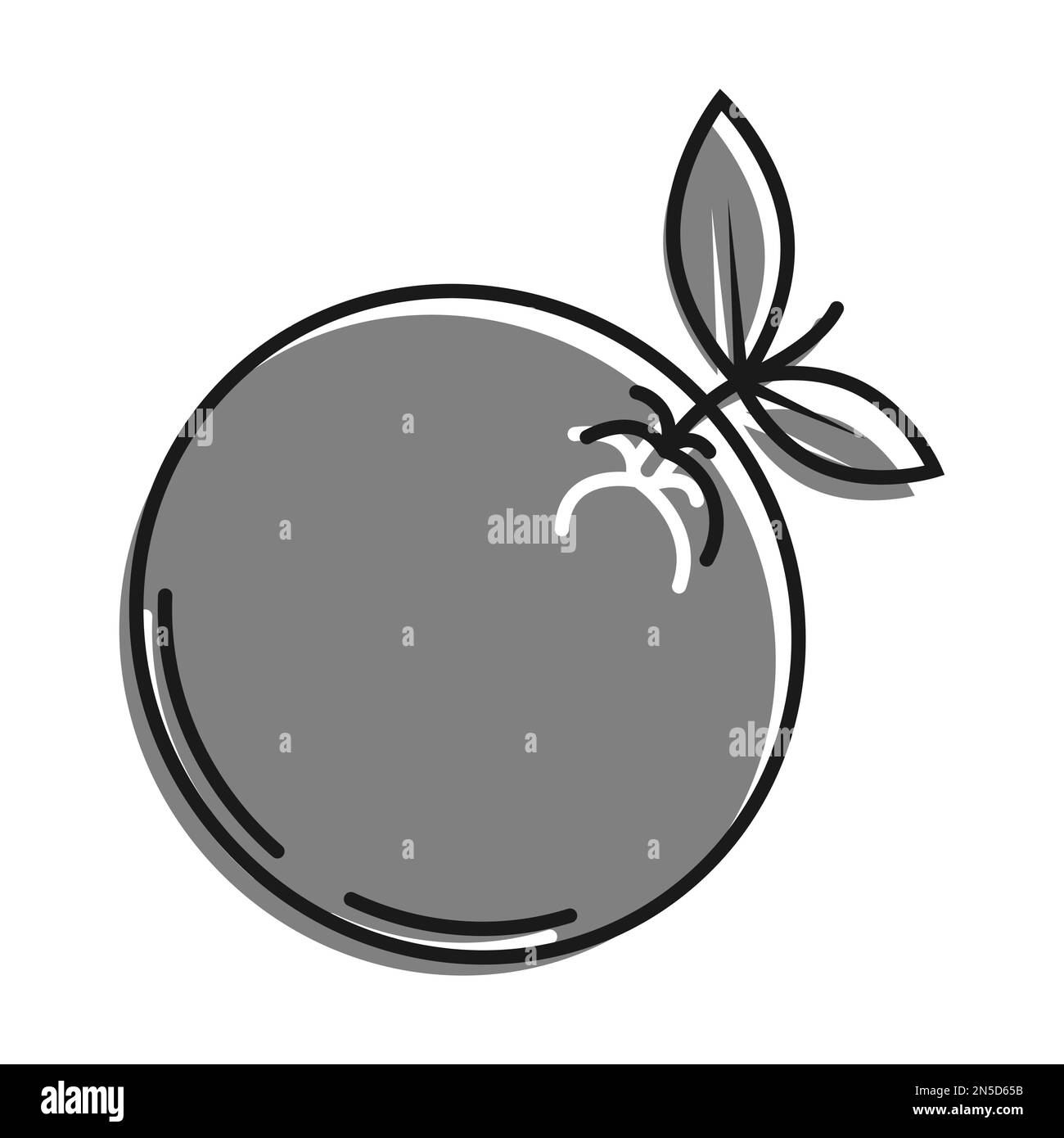 Linear filled with gray color icon, Whole Orange Fruit, Juicy Citrus 