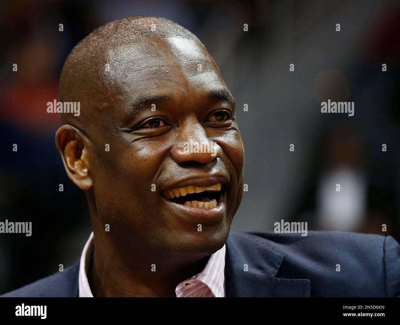 Former NBA player Dikembe Mutombo is shown in the second half of an NBA