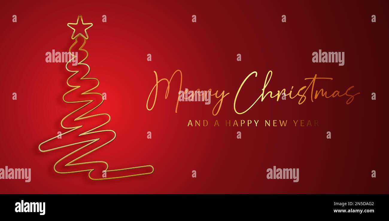 Elegant red and gold Christmas tree banner design Stock Vector Image ...