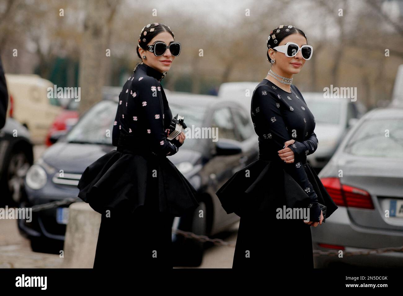 Street style, Snehal and Jyoti Babani arriving at Louis Vuitton