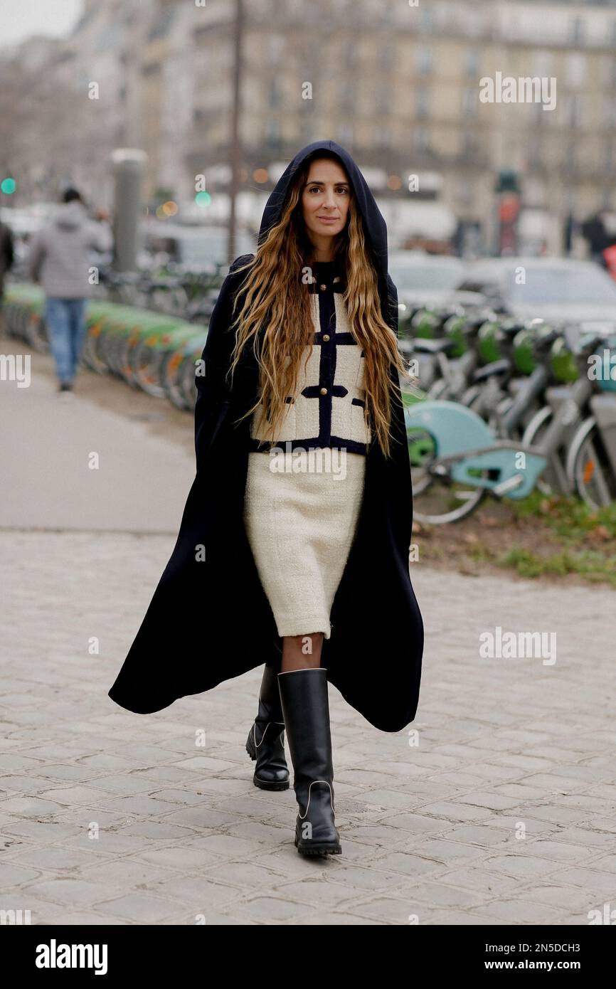 Street style, arriving at Chanel Spring Summer 2023 Haute Couture show,  held at Grand Palais Ephemere, Paris, France, on January 24th, 2023. Photo  by Marie-Paola Bertrand-Hillion/ABACAPRESS.COM Stock Photo - Alamy