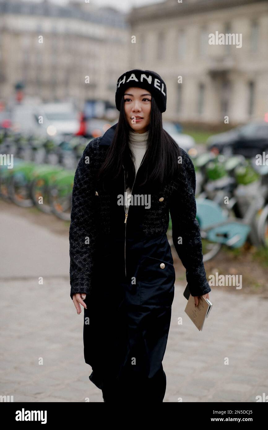 Street style, Yoyo Cao arriving at Chanel Spring Summer 2023 Haute