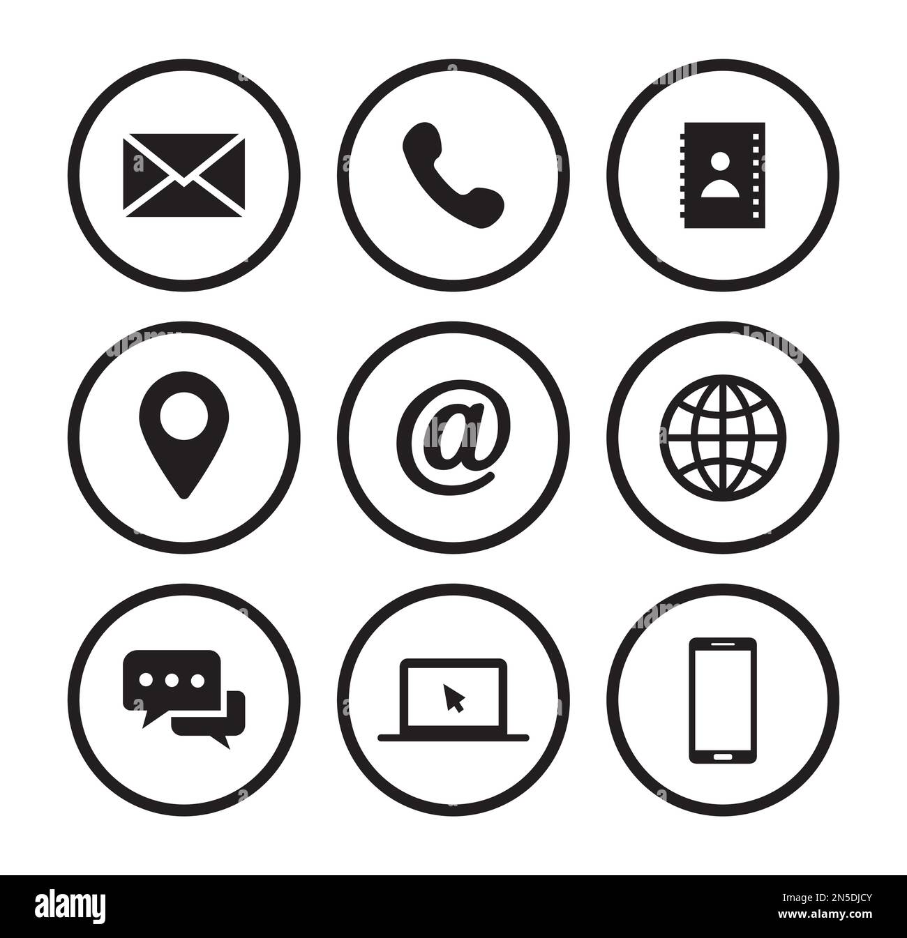 Business Office Circular Line Vector Icon Set Stock Vector