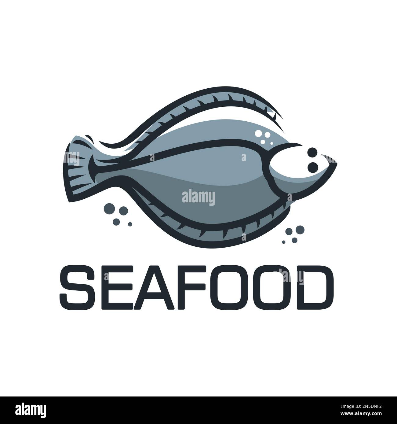 Flounder seafood icon. Fishing company, seafood shop, restaurant or bar
