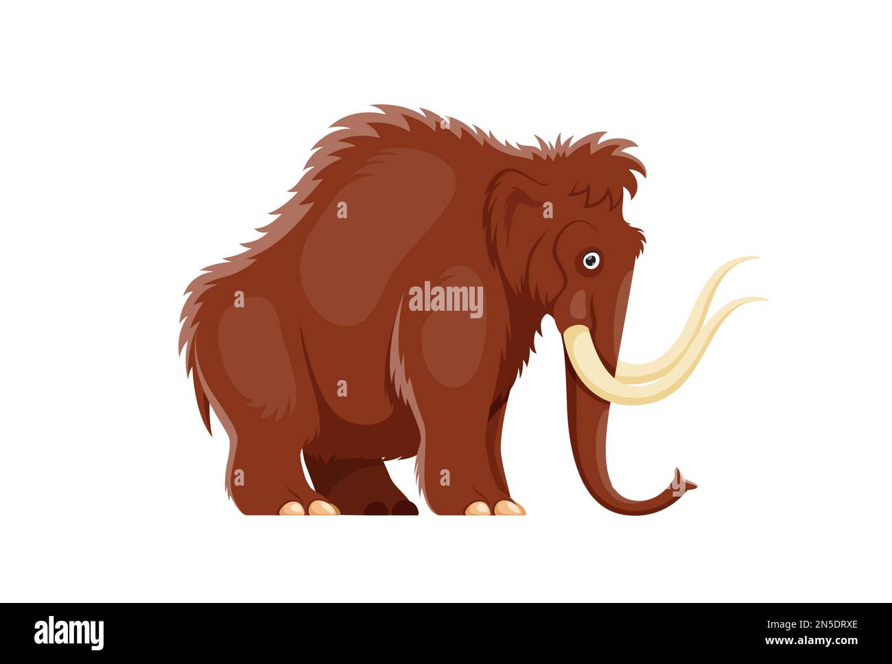 Cartoon Mammoth Animal Character Ice Age Mammal With Tusks And Trunk
