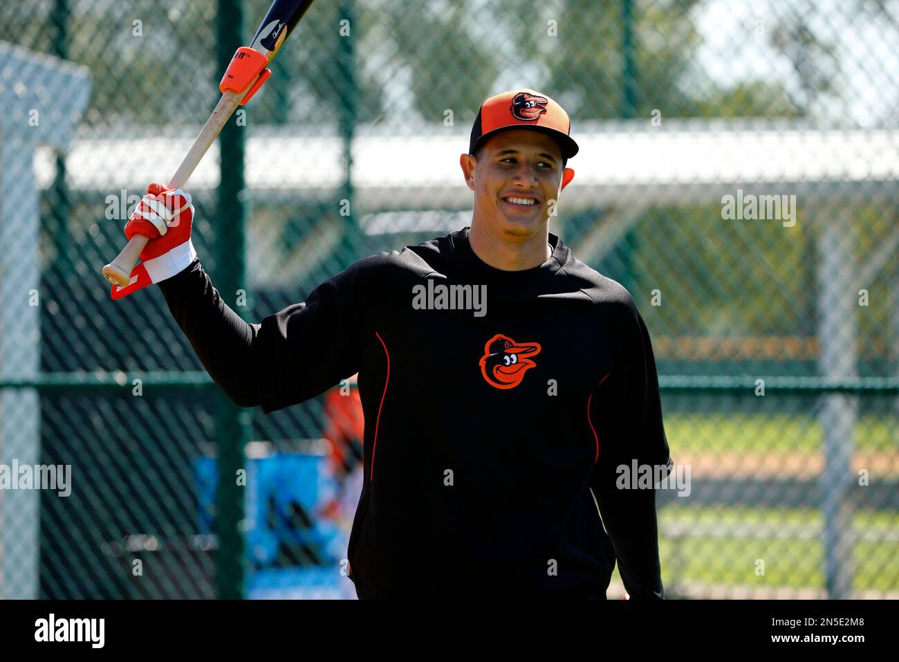 Baltimore Orioles' Manny Machado prepares to take batting practice