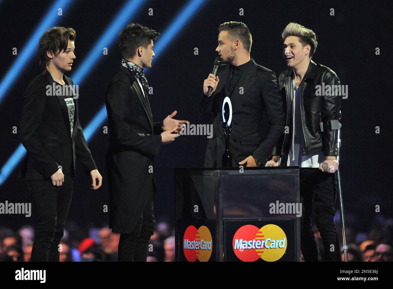 British boy band One Direction accepts the Global Success award onstage