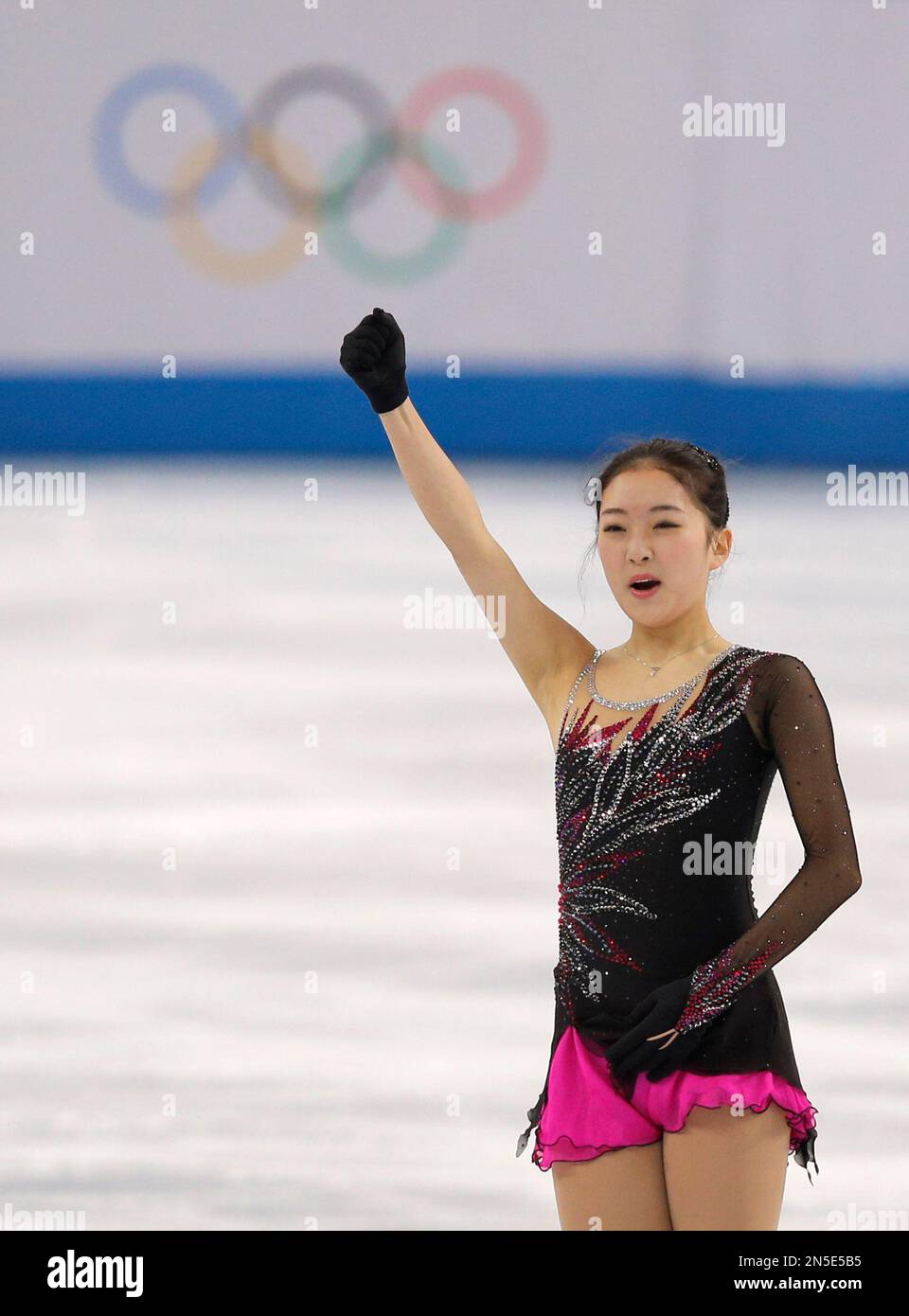 Li Zijun of China acknowledges the crowd after competing in the women's ...
