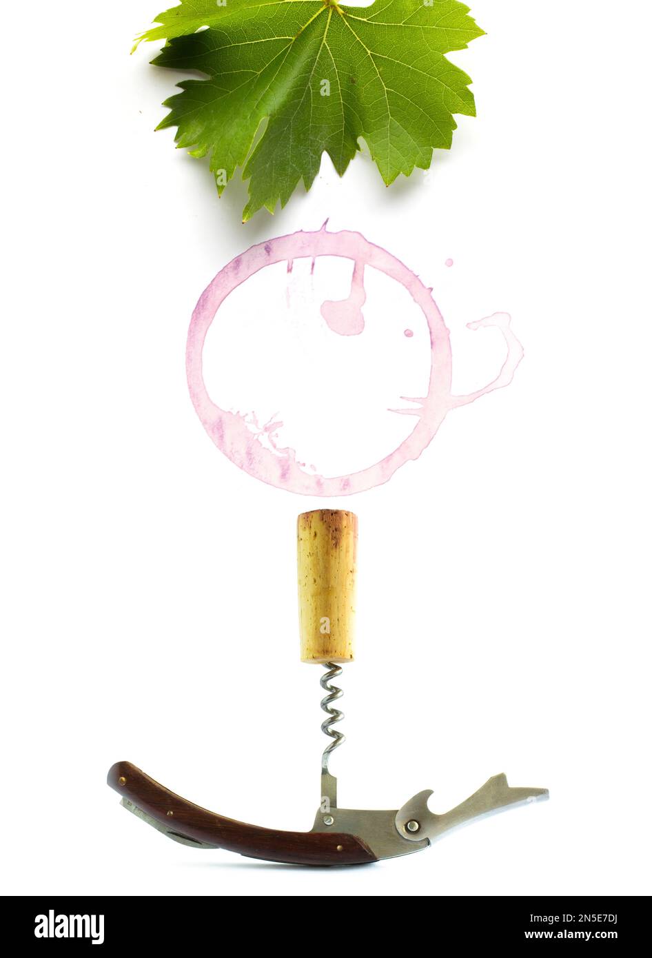 wine list or wine card design background; grapes leaf and bottlescrew