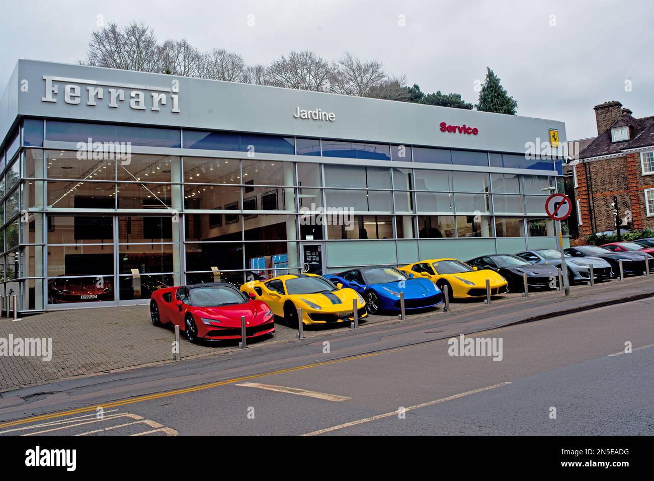 Jardine Ferrari Dealer, Sevenoaks, Kent, England Stock Photo