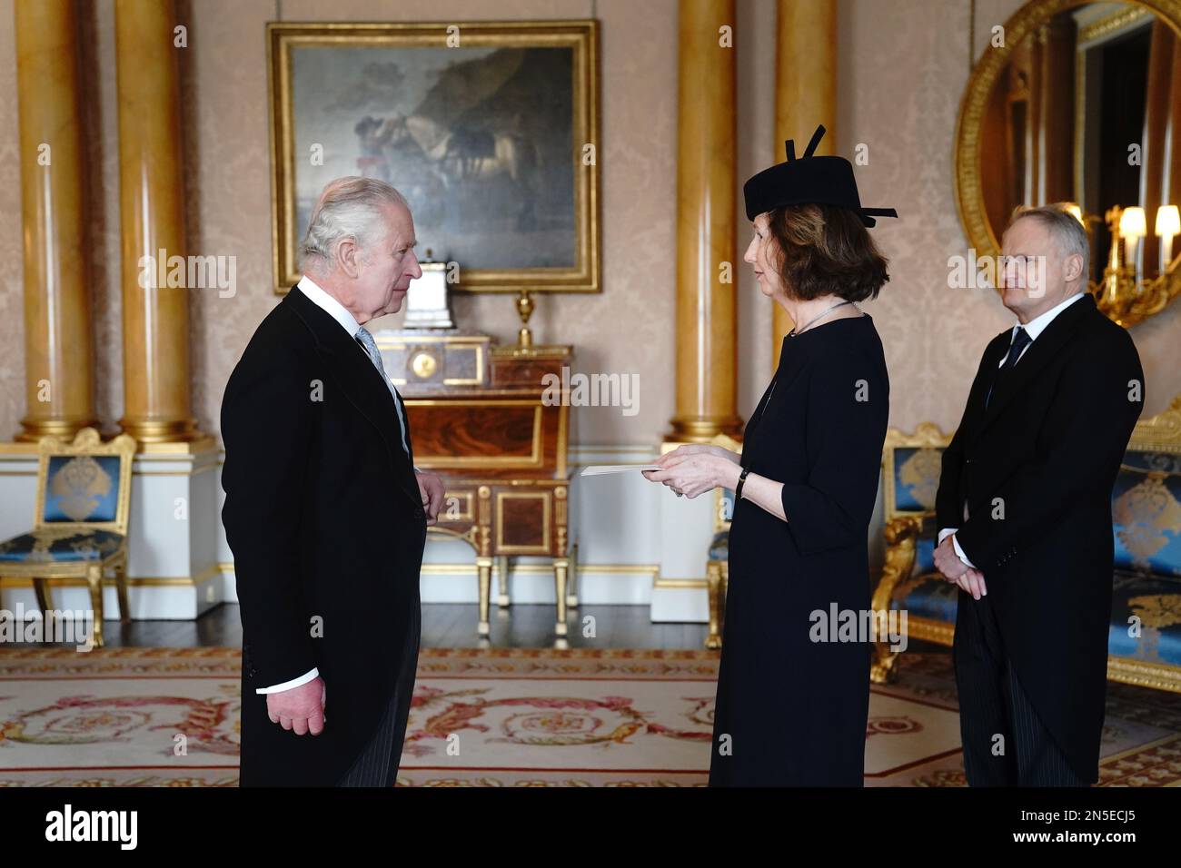 King Charles III receives Helen Duchene, the Ambassador of France, as