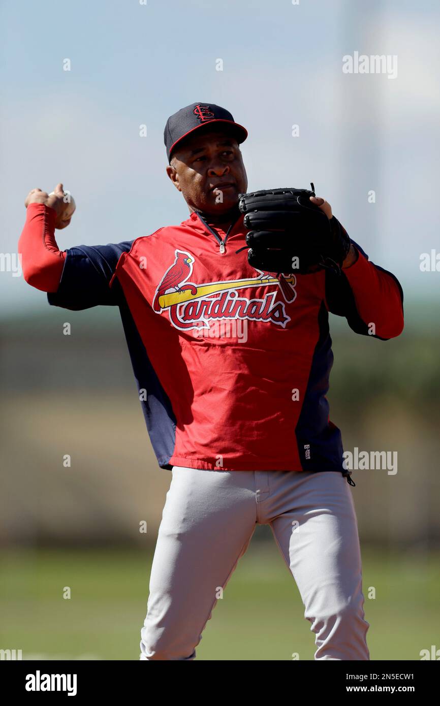 Ozzie Smith of the St. Louis Cardinals takes batting practice at