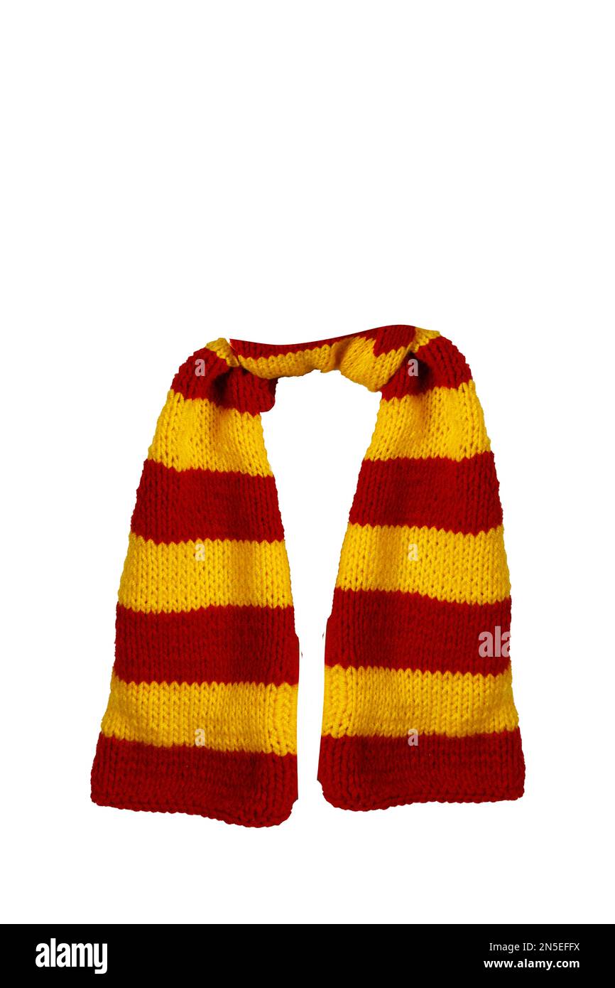 Red and store yellow scarf striped