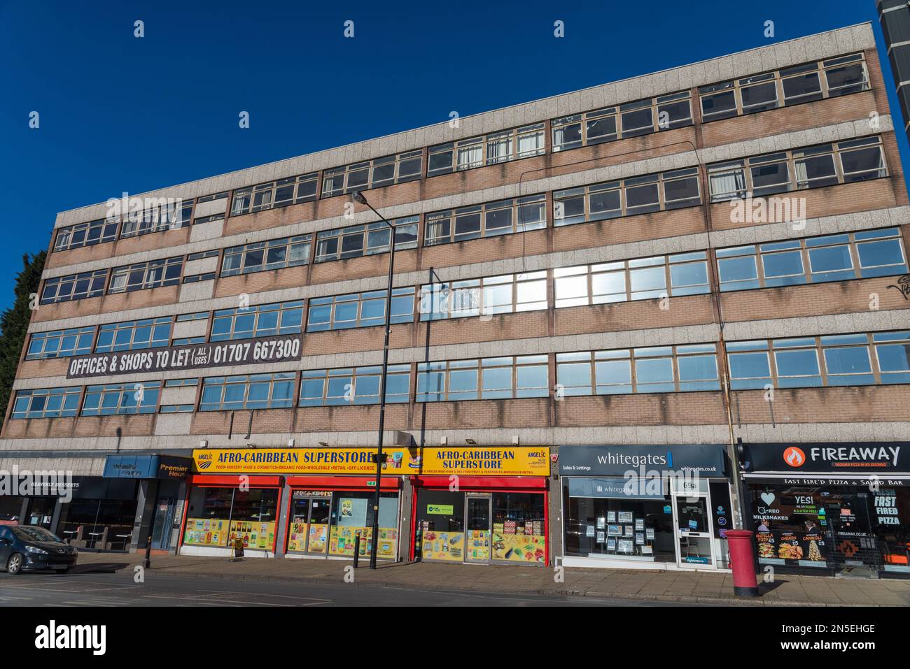 1960's building with offices and shops to let in darlington Street in Wolverhampton city centre Stock Photo