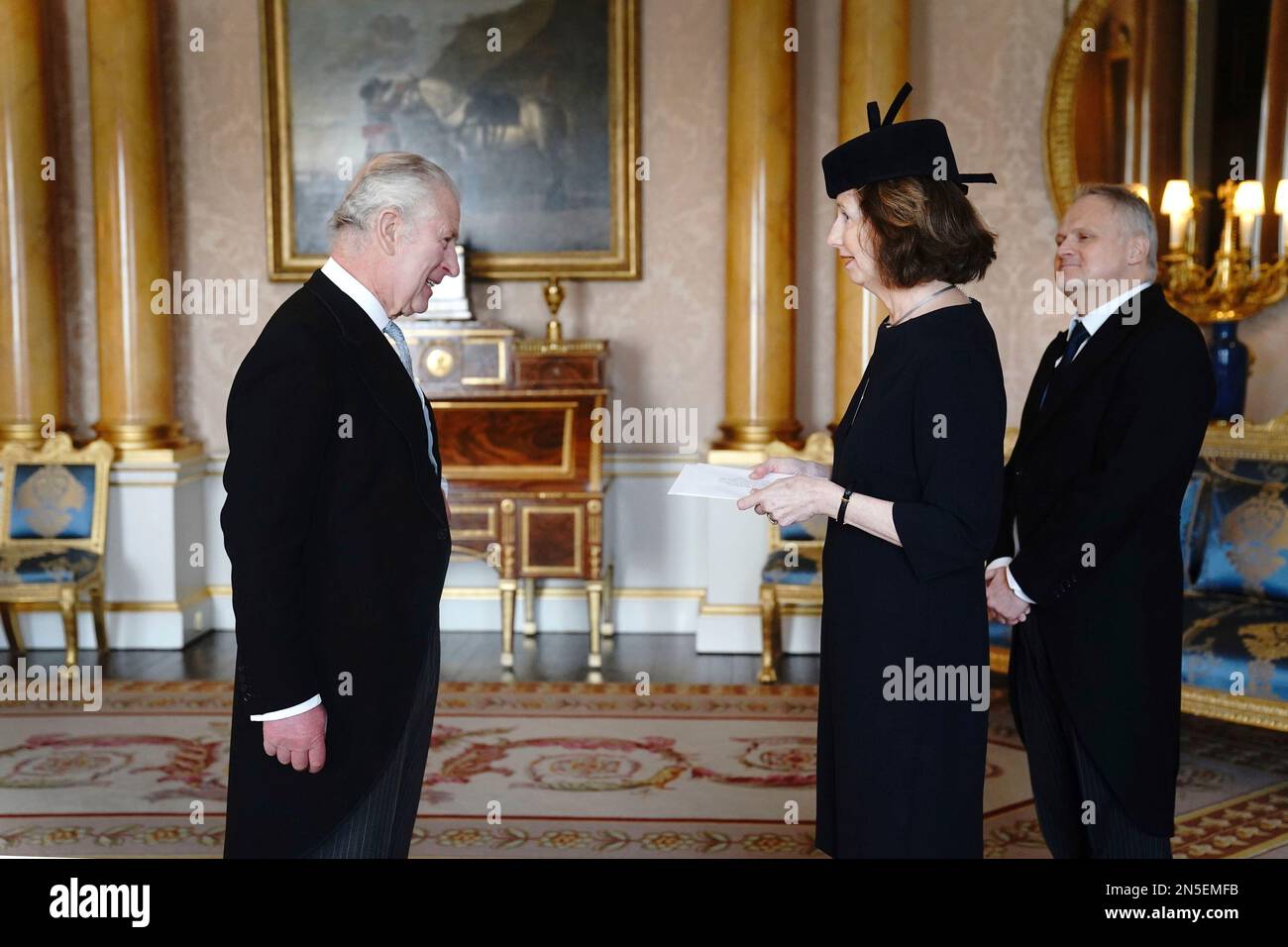 Britain's King Charles III receives Helen Duchene, the Ambassador of ...