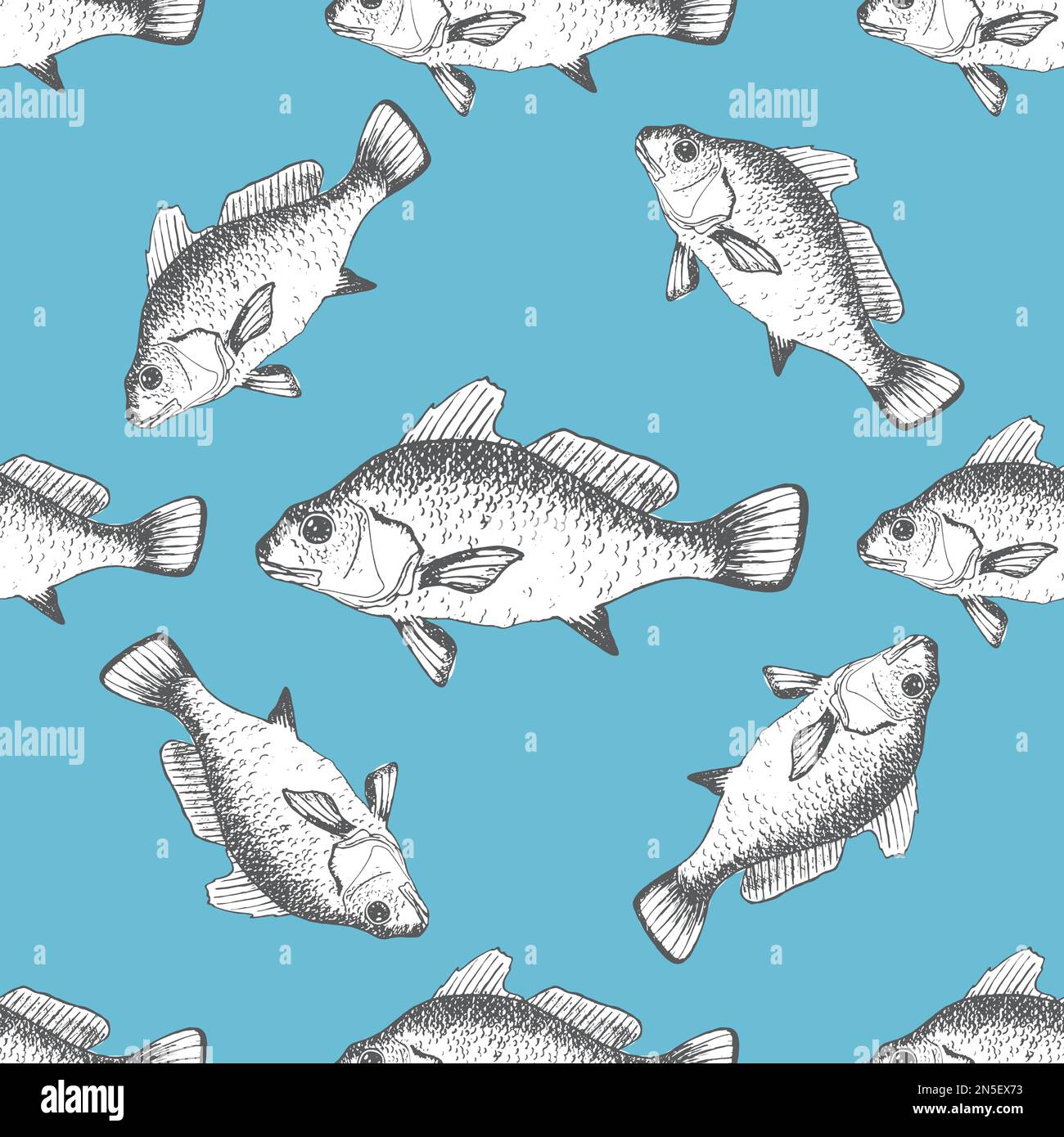 Vector seamless pattern with fishes on blue background Stock Vector ...