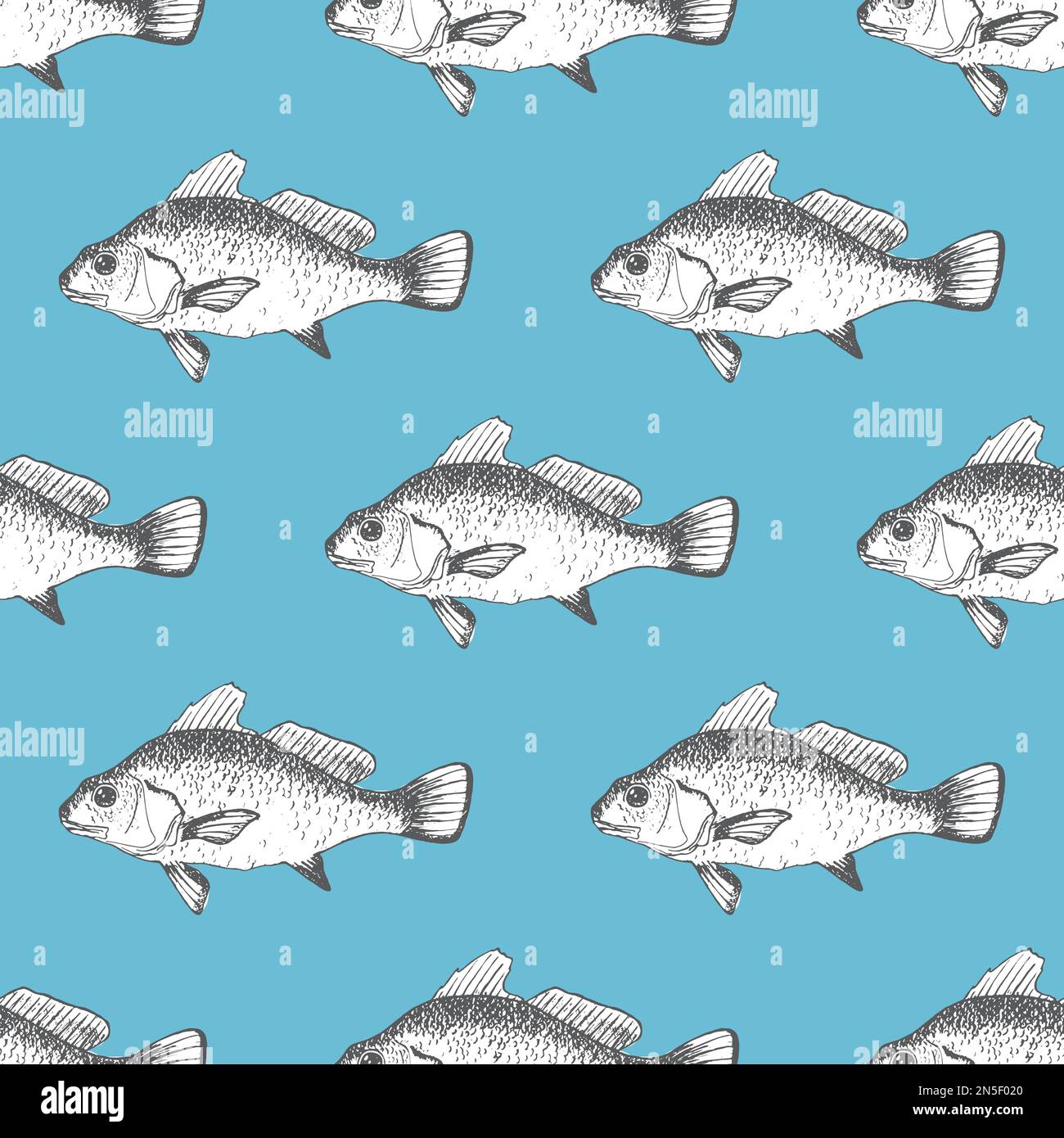 Vector seamless pattern with fishes on blue background Stock Vector ...